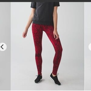 lululemon Wunder Under Pant Leggings Full On Luon Ziggy Snake Red Black